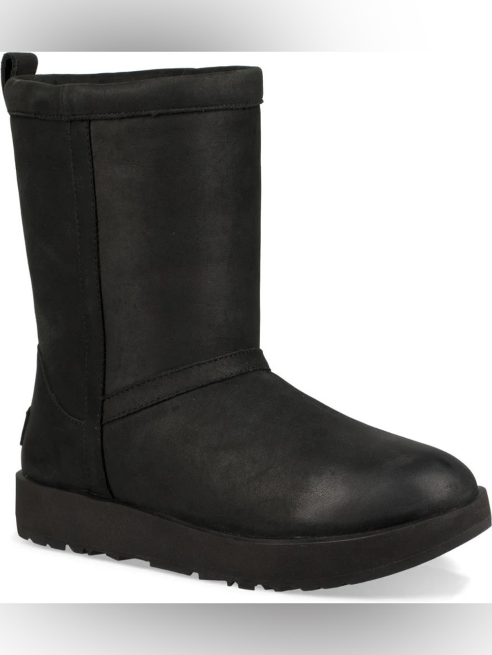 UGG Classic Short Leather Waterproof Black boots with arctic grip soles